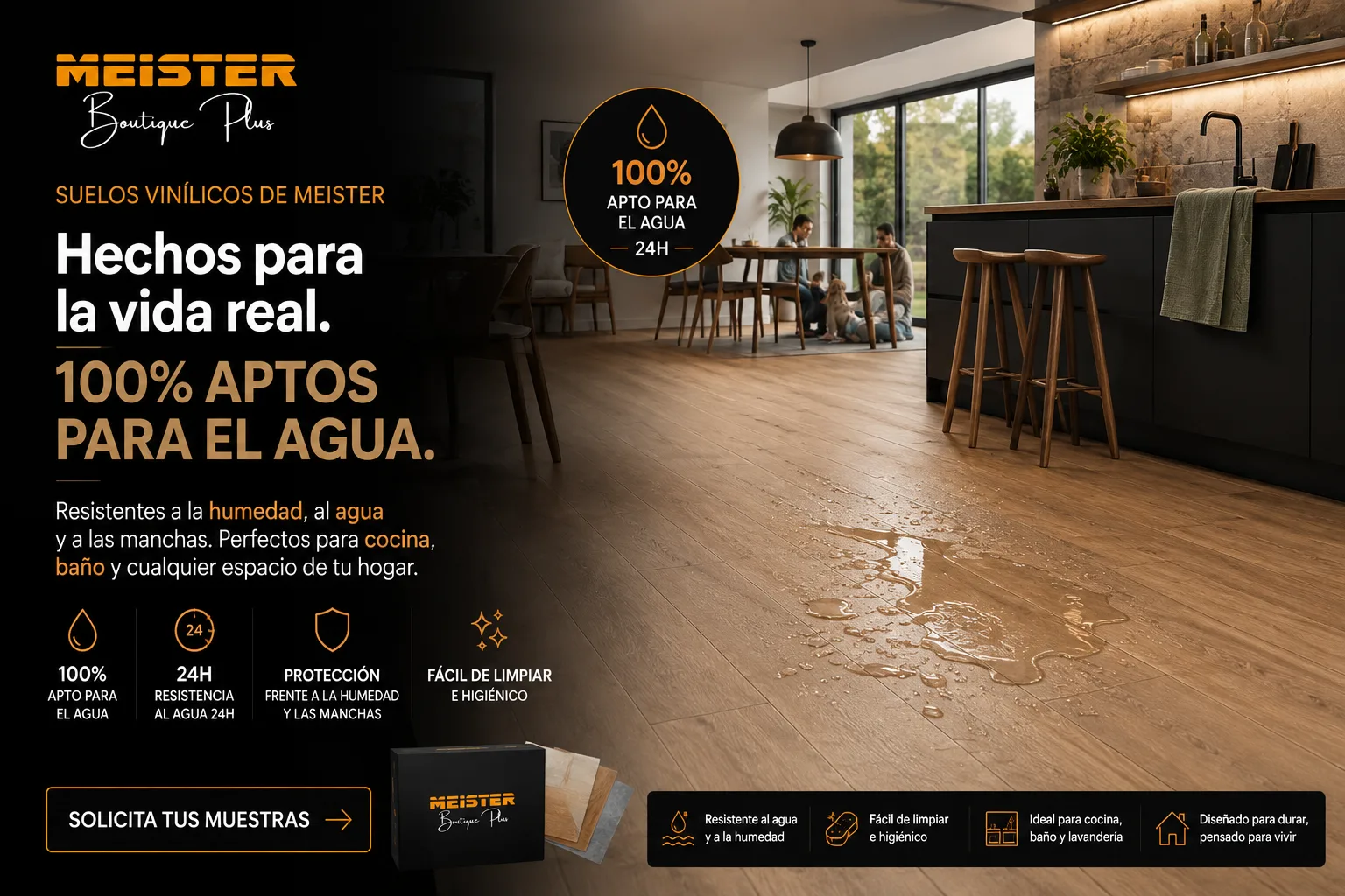 Suelo vinílico MEISTER para cocinas, baños y humedad