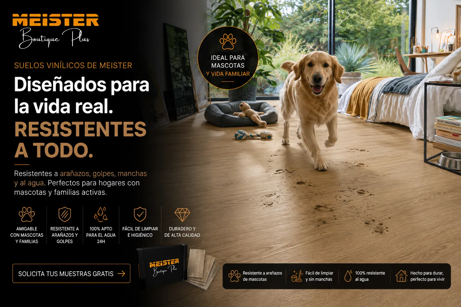 Suelos vinílicos MEISTER resistentes para mascotas y vida familiar